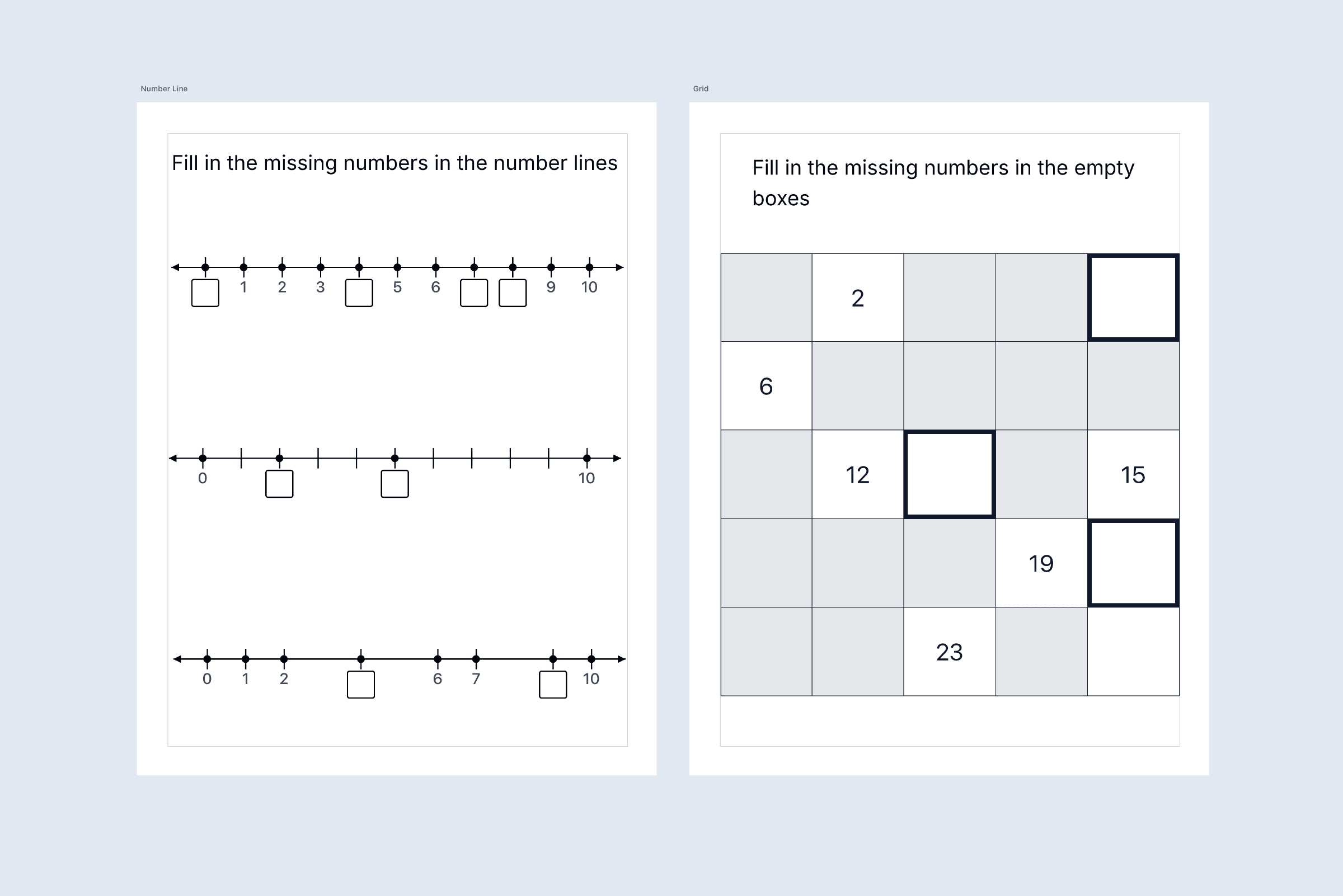Math manipulatives ready to drop into a worksheet